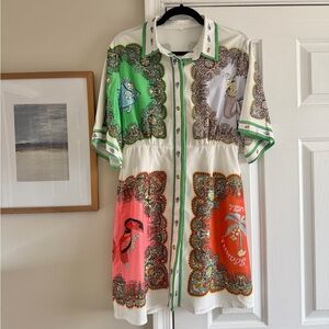 Boutique Tropical Mini Shirt Dress Medium